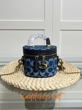 Coach Blue Signature Denim Crossbody Vanity Case